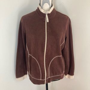 White Stag Women’s Brown Beige Mock Neck Full Zip Closure Long Sleeve Sweater